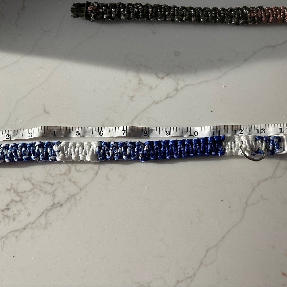 Blue and White Braided Dog Collar - Picture 2 of 2